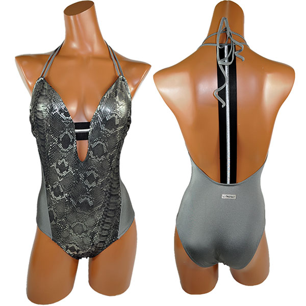 イタリア インポート 水着 AMAREA 18111 パイソン柄水着ワンピース グレー