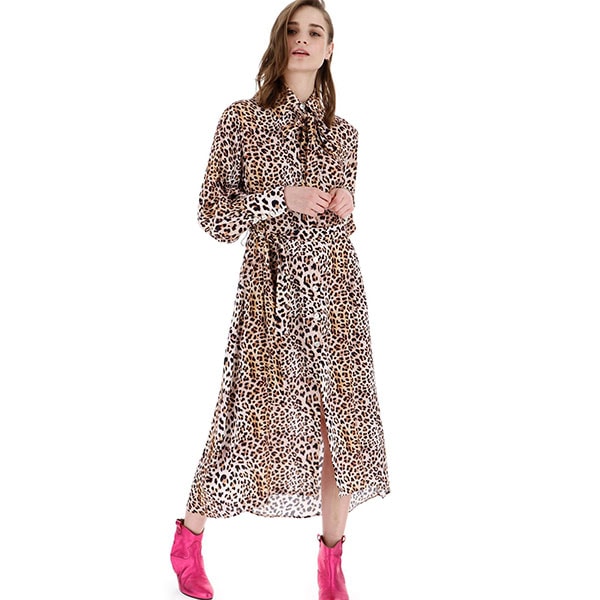 在庫一掃セール SALE 春夏イタリア インポート ブランド ワンピース IMPERIAL アニマル柄マキシ丈シャツワンピース ピンク系