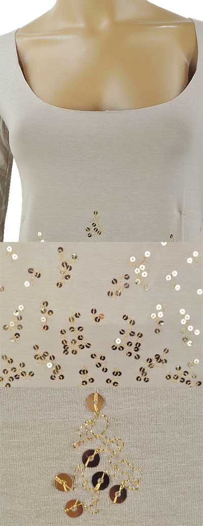 在庫一掃セール  春夏 インポート ワンピース インポート ワンピース No-Na by Siste's スパンコール刺繍チュニックワンピース ベージュ 