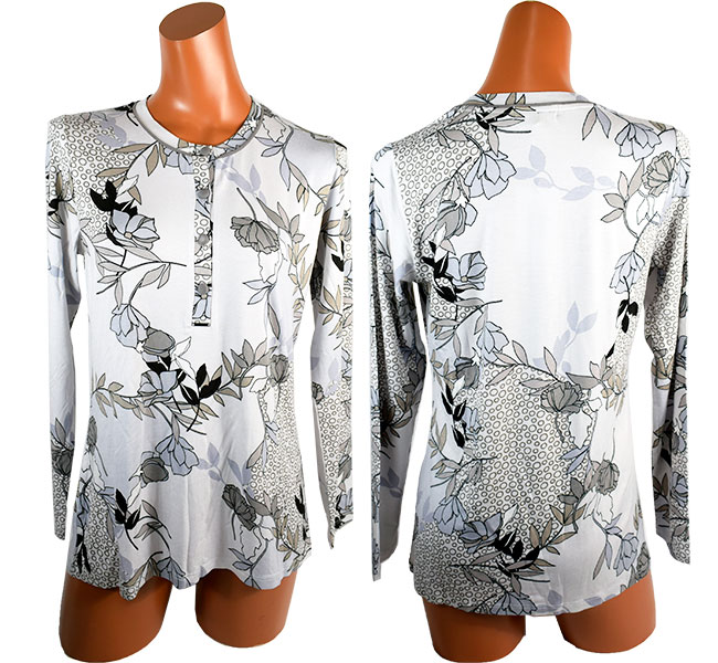 イタリア インポート ブランド パジャマ LORMAR 651519 ボタニカル柄パジャマ　グレー