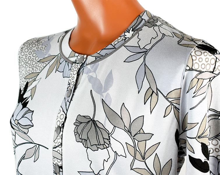 イタリア インポート ブランド パジャマ LORMAR 651519 ボタニカル柄パジャマ　グレー