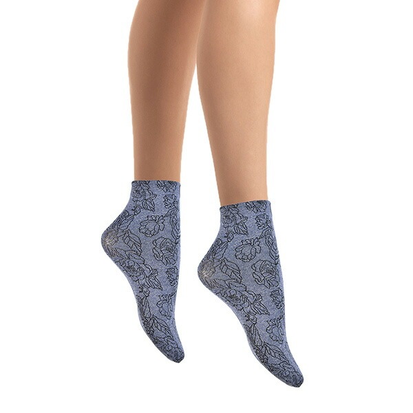 イタリア インポート ブランド 柄ソックス SANPELLEGRINO DARK FLOWER 花柄ソックス ブルー