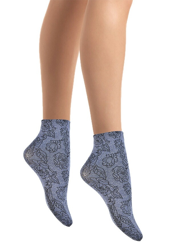 イタリア インポート ブランド 柄ソックス SANPELLEGRINO DARK FLOWER 花柄ソックス ブルー