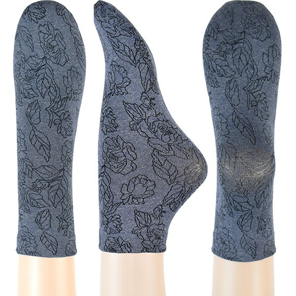 イタリア インポート ブランド 柄ソックス SANPELLEGRINO DARK FLOWER 花柄ソックス ブルー