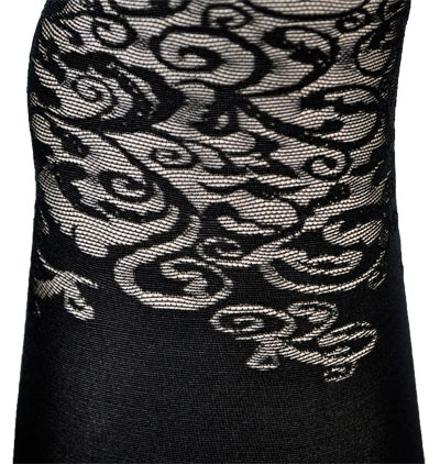 柄タイツ BELLISSIMA ISABEL 花柄切り替えレース編みタイツ 黒