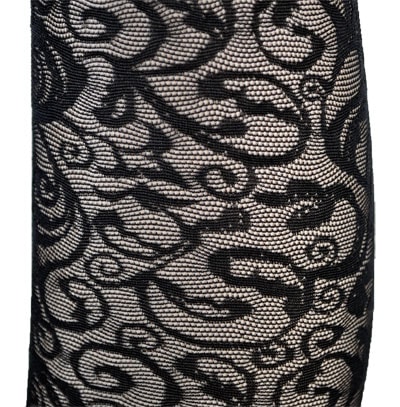 柄タイツ BELLISSIMA ISABEL 花柄切り替えレース編みタイツ 黒