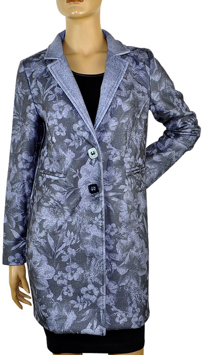 在庫一掃セール SALE 秋冬 イタリア インポート コート ANGY SIX 花柄コート ブルー