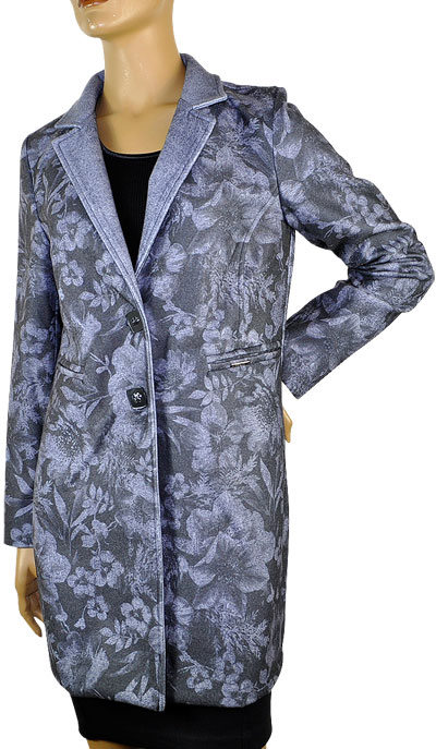 在庫一掃セール SALE 秋冬 イタリア インポート コート ANGY SIX 花柄コート ブルー