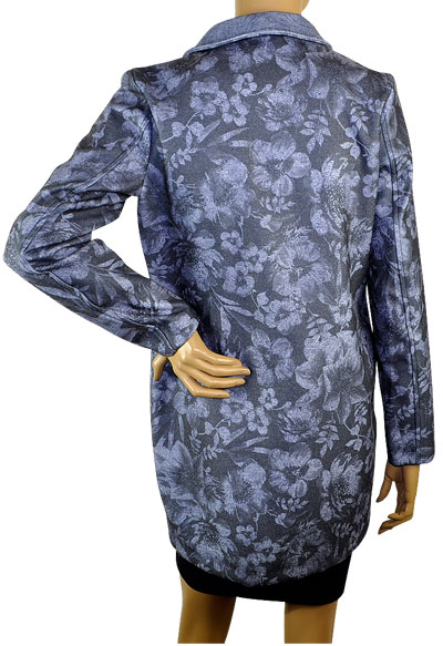 在庫一掃セール SALE 秋冬 イタリア インポート コート ANGY SIX 花柄コート ブルー