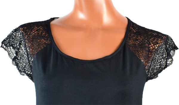 イタリアブランドカットソー COTONELLA GD395 レース切替ビスコース素材半袖カットソー 2色