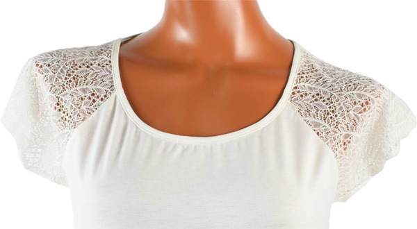 イタリアブランドカットソー COTONELLA GD395 レース切替ビスコース素材半袖カットソー 2色