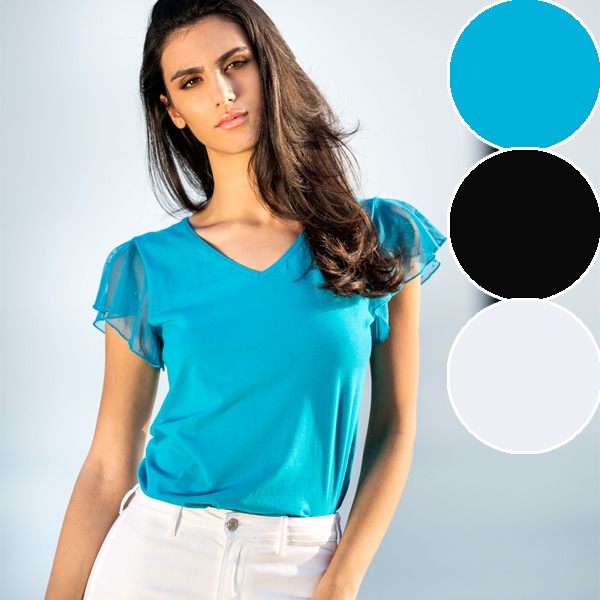 イタリアブランドカットソー COTONELLA GD399 レース切替コットン半袖カットソー 3色