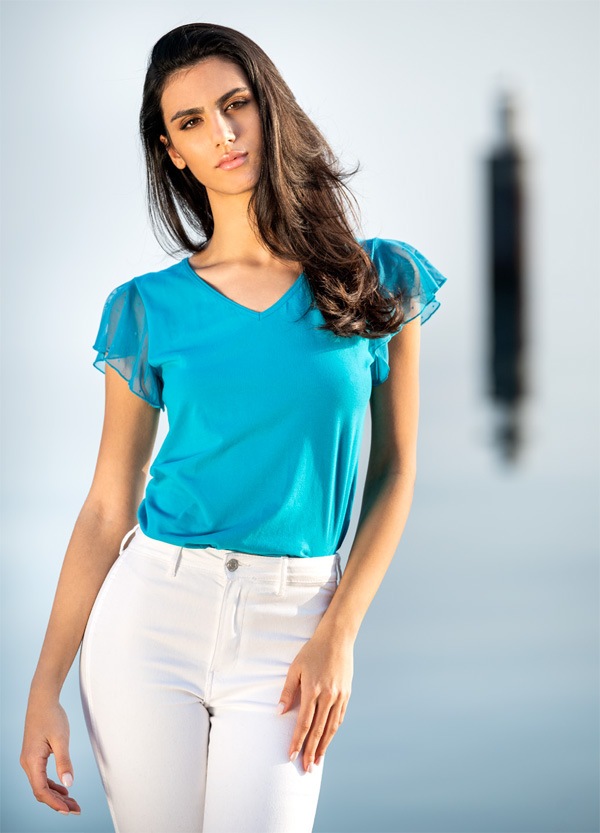 イタリアブランドカットソー COTONELLA GD399 レース切替コットン半袖カットソー 3色