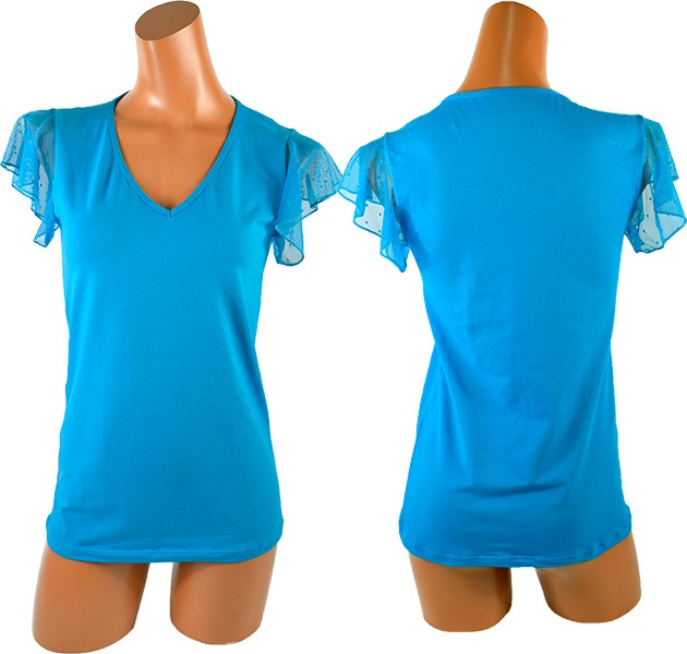 イタリアブランドカットソー COTONELLA GD399 レース切替コットン半袖カットソー 3色