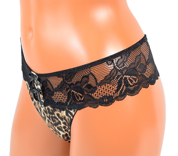 イタリア インポート ブランド ランジェリー LOVE&BRA 67997 アニマル柄とレースのプッシュアップブラ・ブラジリアンタンガセット 黒