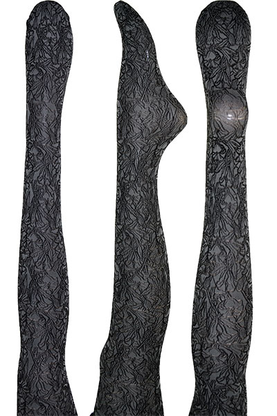 イタリア インポート 柄タイツ LEVANTE E684 花柄タイツ グレー・黒