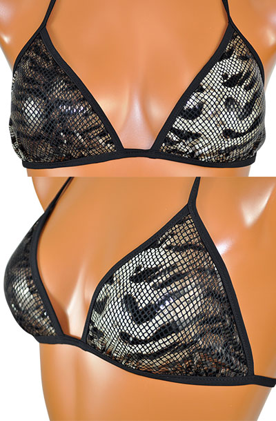 インポート 水着 JOLIDON F2403 アニマル柄三角水着ビキニ 黒