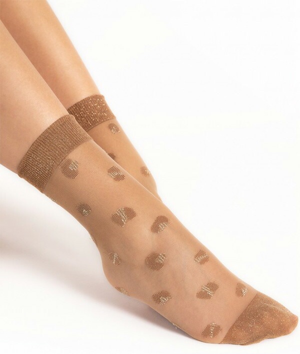 イタリア インポート ブランド 柄ソックス FIORE POP IN アニマル柄ラメソックス ベージュ