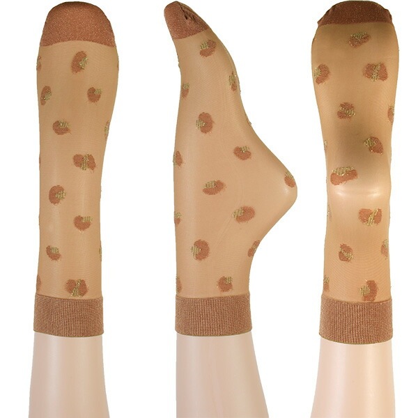 イタリア インポート ブランド 柄ソックス FIORE POP IN アニマル柄ラメソックス ベージュ