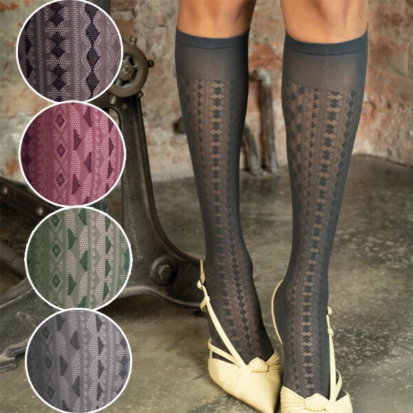 イタリア インポート 柄ニーハイタイツ TRASPARENZR GAIETY 幾何