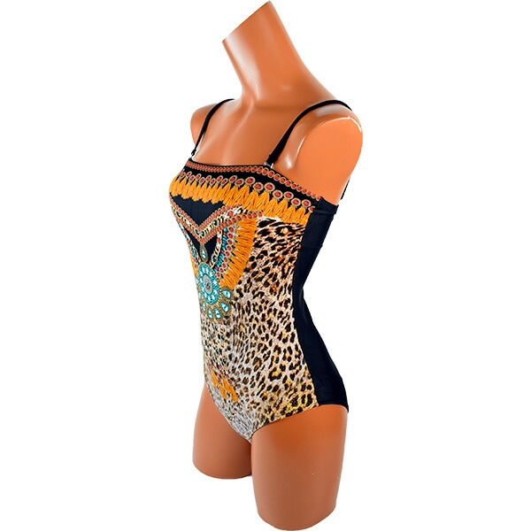 イタリアインポート水着LILLY FL20 アニマル柄水着ワンピース　ブラウン系