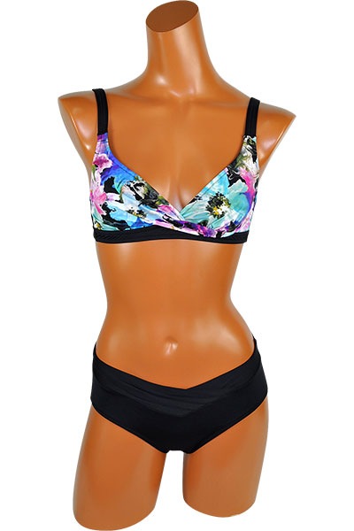 インポート 水着 LILLY LF218 花柄三角水着ビキニ 黒 C、D、Eカップ