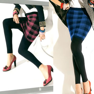 在庫一掃セール インポート レギンス MISS OROBLU EASY スカート付レギンス 黒ピンク 黒ブルー 