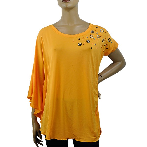 在庫一掃セール  春夏 インポート カットソー GIARDINO PRIVATO アシンメトリーカットソーチュニック オレンジ 