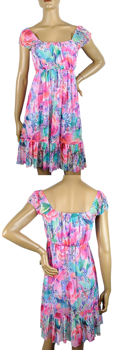 在庫一掃セール 春夏 インポート ワンピース ELEONORA AMADEI 花柄ワンピース ピンク系