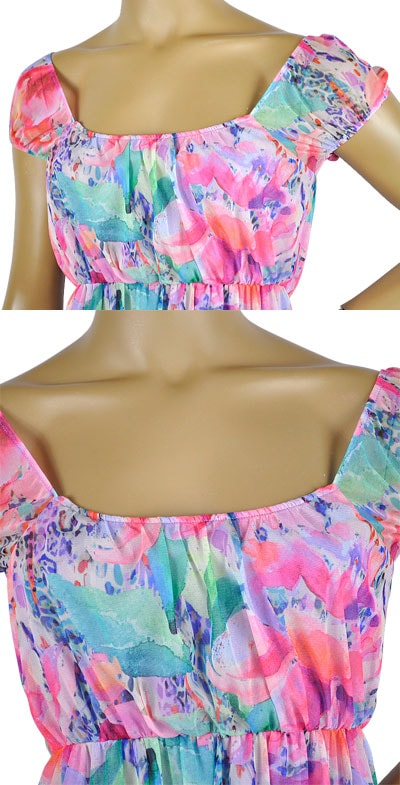 在庫一掃セール 春夏 インポート ワンピース ELEONORA AMADEI 花柄ワンピース ピンク系