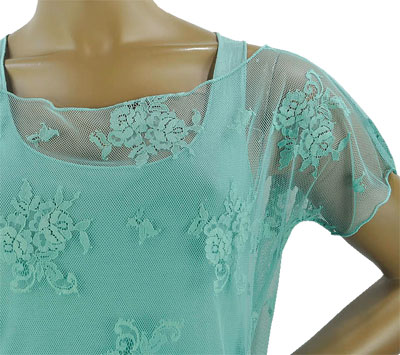 在庫一掃セール  春夏 インポート カットソー No-Na by Siste's レースカットソー インナー付 アクワグリーン 