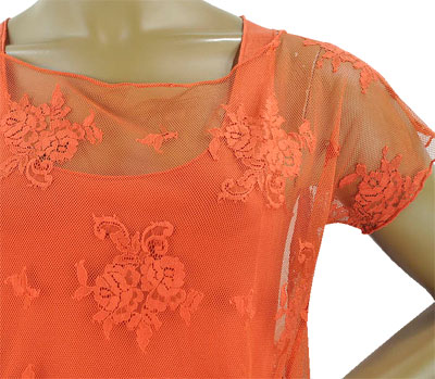 在庫一掃セール 春夏 インポート カットソー No-Na by Siste's レースカットソー インナー付 オレンジ 