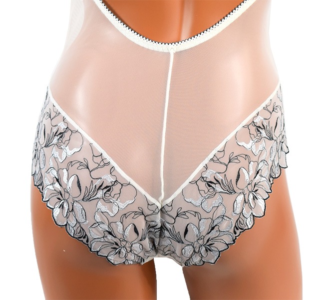 イタリア インポート ブランド ランジェリー SieLEI  LIBERTY 7448 刺しゅうレースとチュールのシースルーボディー 2色