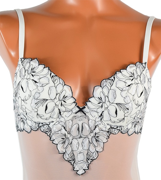 イタリア インポート ブランド ランジェリー SieLEI  LIBERTY 7448 刺しゅうレースとチュールのシースルーボディー 2色