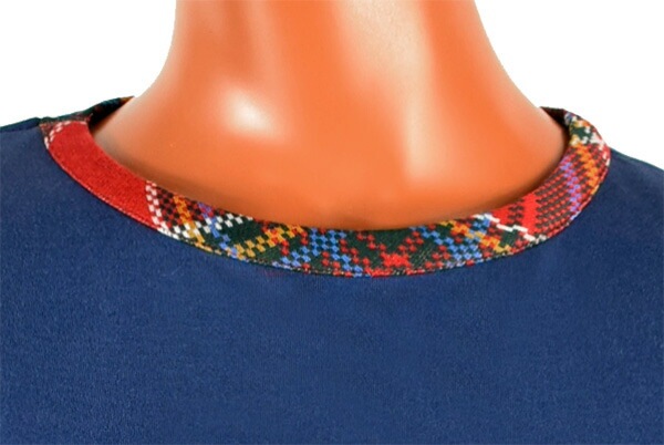 イタリアインポートパジャマ ANDRA 8826 タータンチェック切替猫アップリケパジャマ　2色