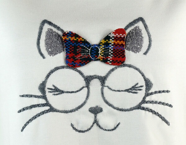 イタリアインポートパジャマ ANDRA 8826 タータンチェック切替猫アップリケパジャマ　2色