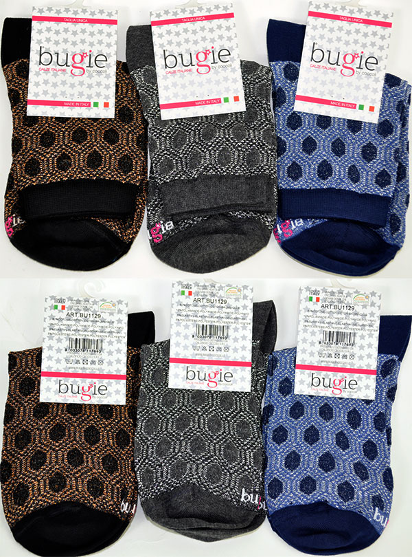 インポートソックス BUGIE 1129 ジオメトリック柄ラメソックス 3色