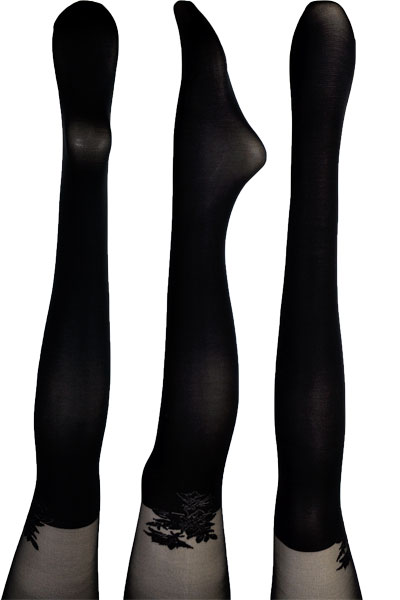 柄タイツ BELLISSIMA GALA 切替柄タイツ 黒