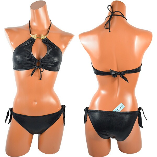 イタリアインポート水着SieLEI Mare LUXURY XU20 アニマル柄ホルダートップ水着ビキニ 黒