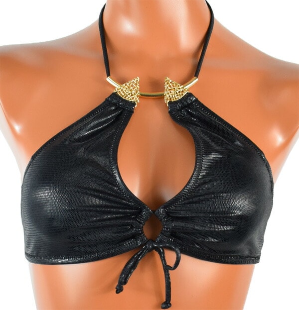 イタリアインポート水着SieLEI Mare LUXURY XU20 アニマル柄ホルダートップ水着ビキニ 黒