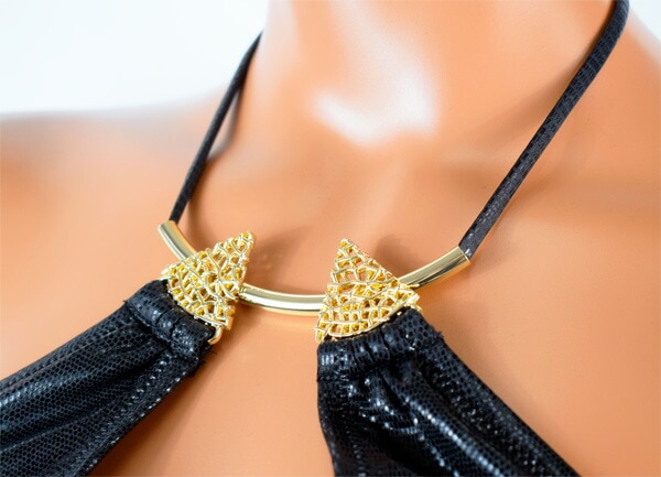 イタリアインポート水着SieLEI Mare LUXURY XU20 アニマル柄ホルダートップ水着ビキニ 黒