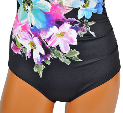 インポート 水着 LILLY LF224 花柄水着ワンピース 黒 C、D、Eカップ