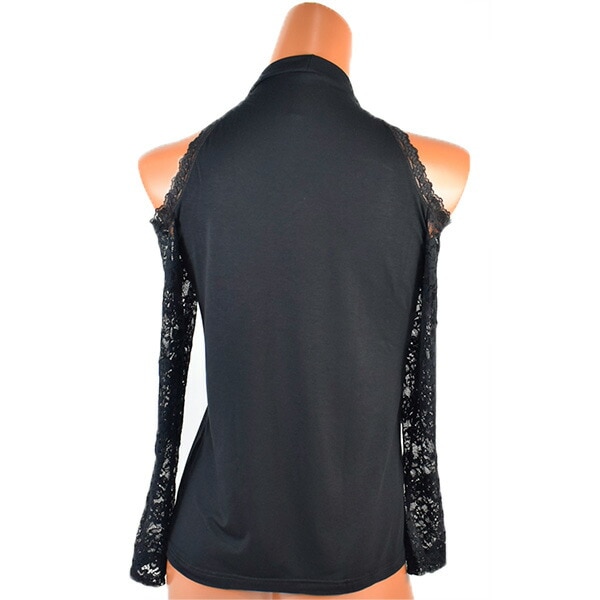 在庫一掃セール イタリアインポートカットソー ROSSOPORPORA DB884 肩空きレース切替カットソー　黒