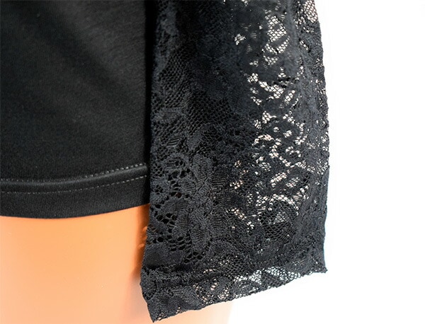 在庫一掃セール イタリアインポートカットソー ROSSOPORPORA DB884 肩空きレース切替カットソー　黒