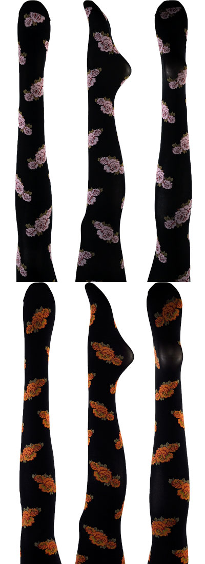 インポート ガータータイツ TRASPARENZE  GERICO バラ柄ガータータイツ