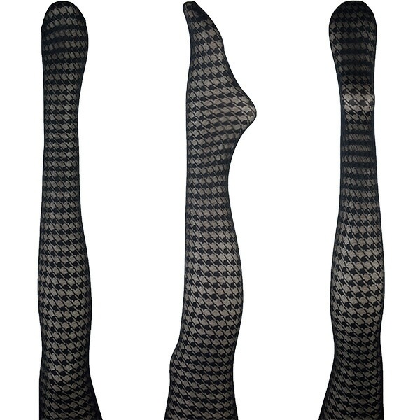 イタリアインポート柄タイツ BELLISSIMA MELISSA 千鳥柄タイツ 黒