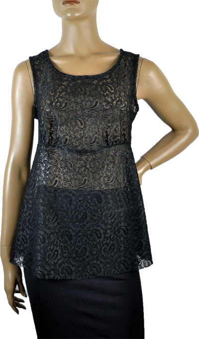在庫一掃セール  春夏 インポート カットソー ANDRA 3716 レースカットソー 黒