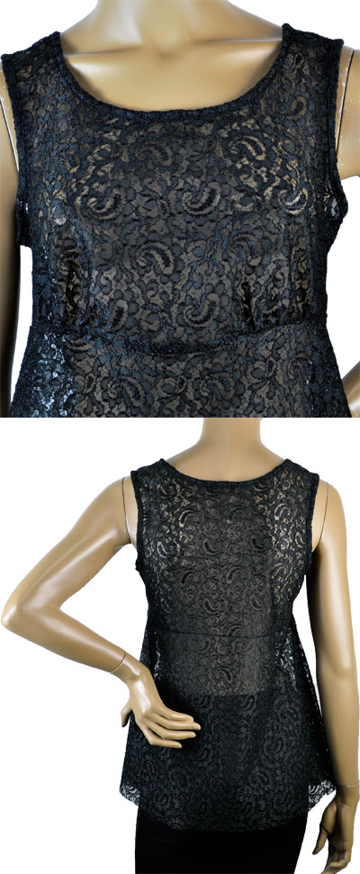 在庫一掃セール  春夏 インポート カットソー ANDRA 3716 レースカットソー 黒