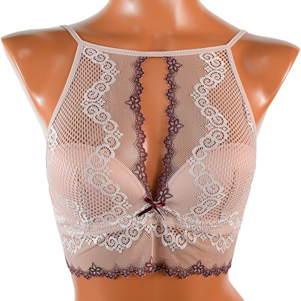 在庫一掃セール イタリアインポートランジェリー LOVE&BRA 20699 レース切替プッシュアップブラトップ+ショーツセット　アンティックローズ