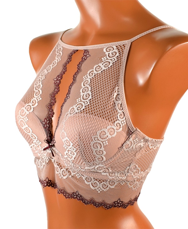 在庫一掃セール イタリアインポートランジェリー LOVE&BRA 20699 レース切替プッシュアップブラトップ+ショーツセット　アンティックローズ